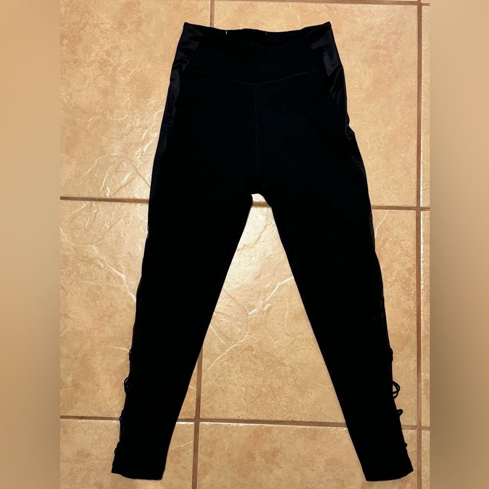 Victoria’s Secret Black Mesh Lace-Up Leggings - Picture 3 of 10